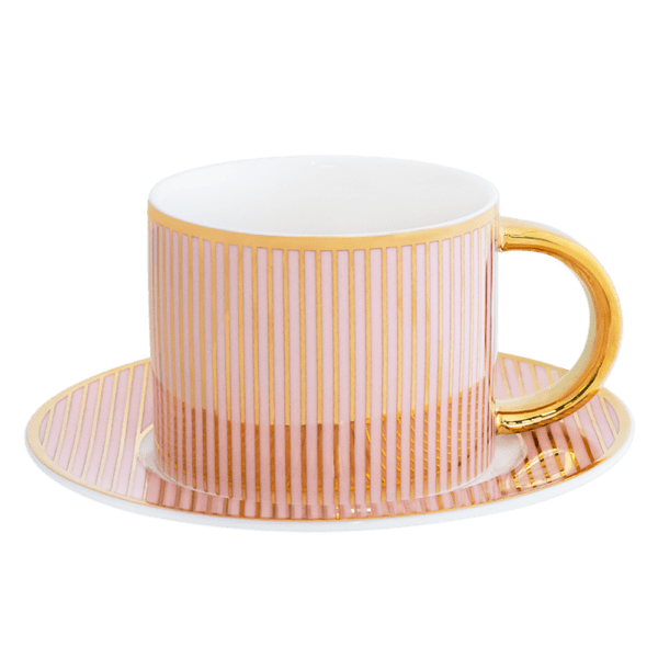 Pinstripe Blush and Gold Teacup