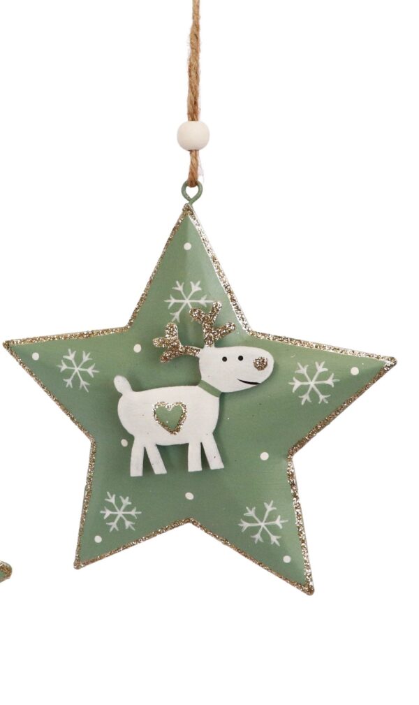 Reindeer on Star Hanging Christmas Decoration