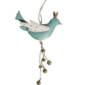 Aqua Bird and Bells Hanging Decoration