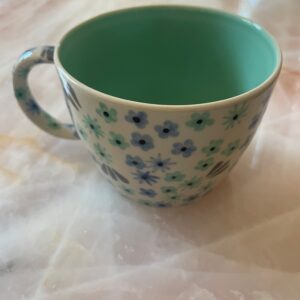 Green and Blue Ditsy Flower Mug