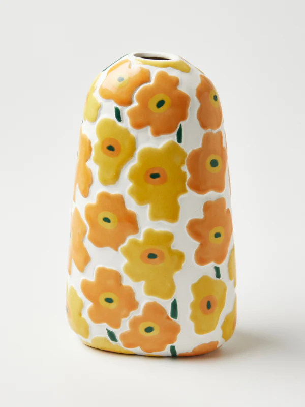 Yellow and Orange Flower Tall Vase