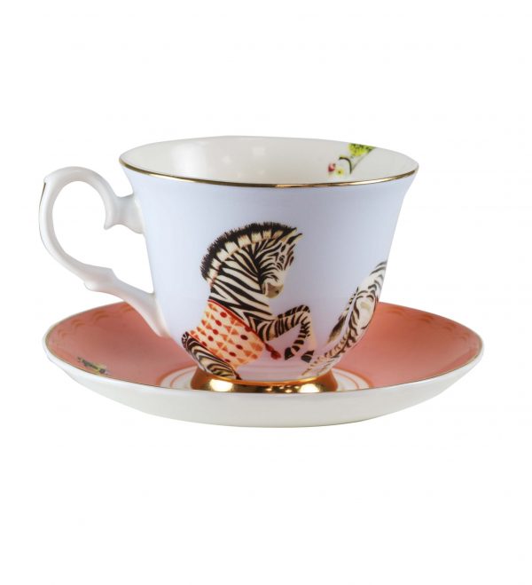 tea cup and saucer zebra carnival