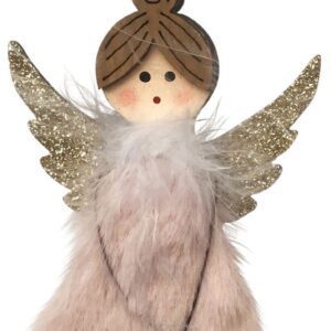 Pink Fluffy Angel Hanging Christmas Decoration