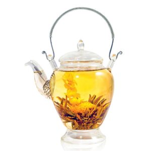 Blooming Flower Glass Teapot