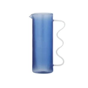 Blue and White Ribbed Jug