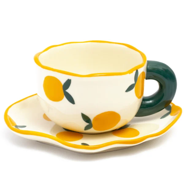 Lemon Citrus Tea Cup and Saucer