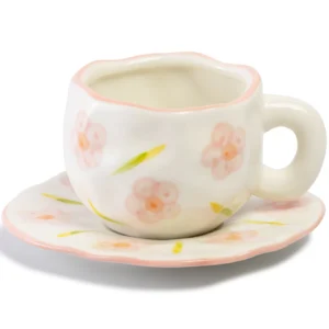 Pink Flower Teacup and Saucer