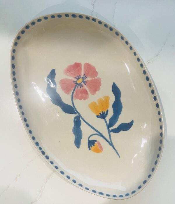 Jones and Co Navy and Pink Flower Plate Tray