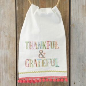 Thankful and Grateful Linen Hand Tea Towel