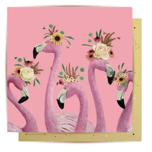 Pink Flamingo Ladies Greeting Card