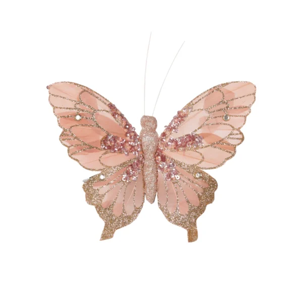 Blush Pink Embellished Butterfly Clip