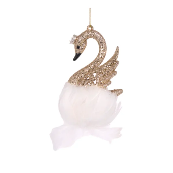 Champagne Feathered Swan Hanging