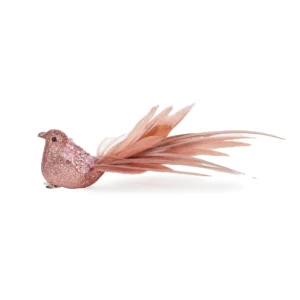 Elaborate Pink Feather Clip Bird