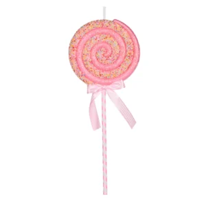 Pink Sprinkles Swirl Lollipop Hanging Decoration